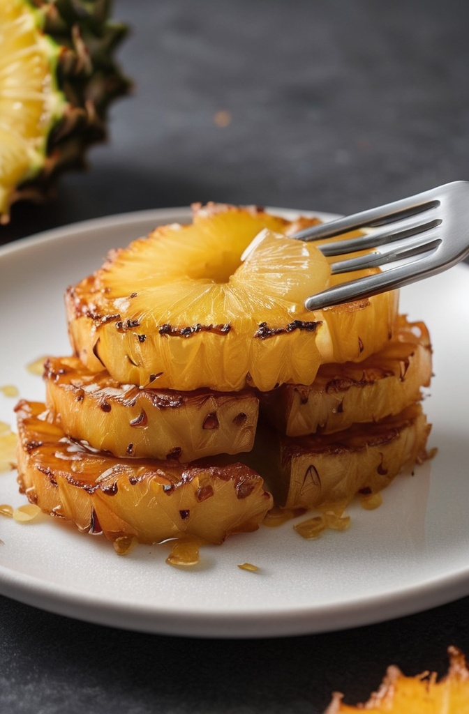 Rum-Soaked Fried Pineapple