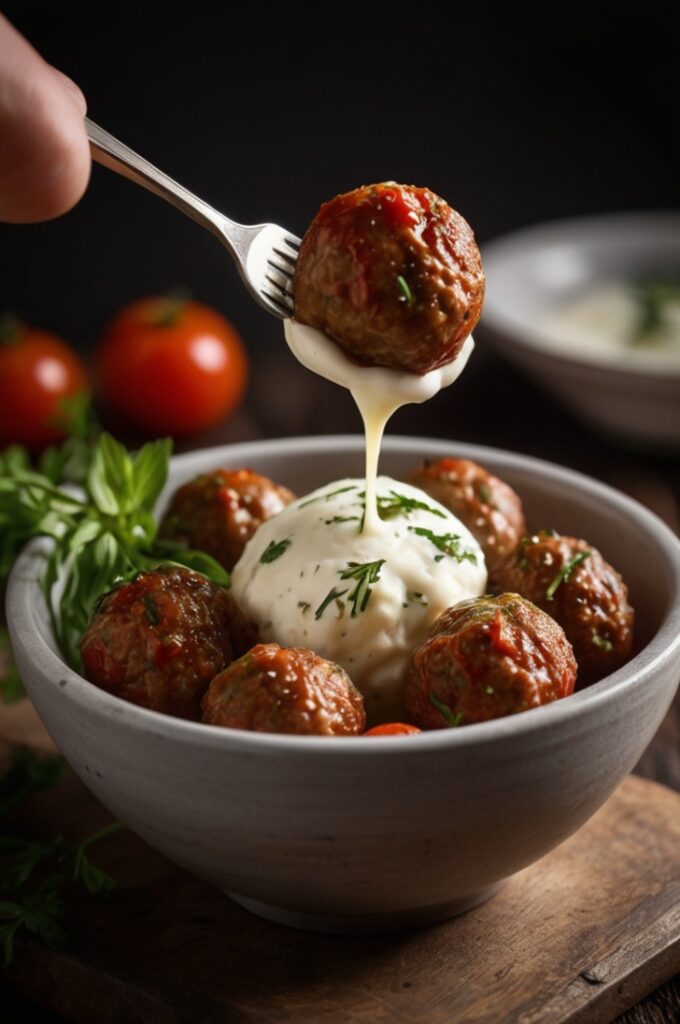 Healthy Cottage Cheese Meatballs with Burst Cherry Tomatoes