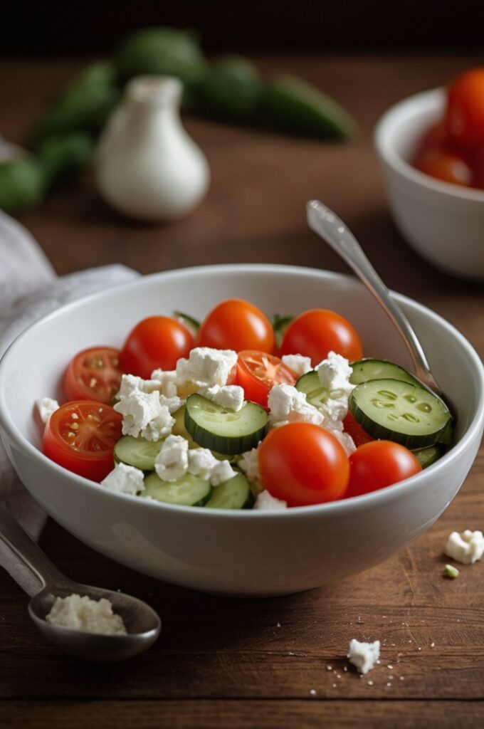 Healthy Greek Salad Cottage Cheese Bowl Recipe