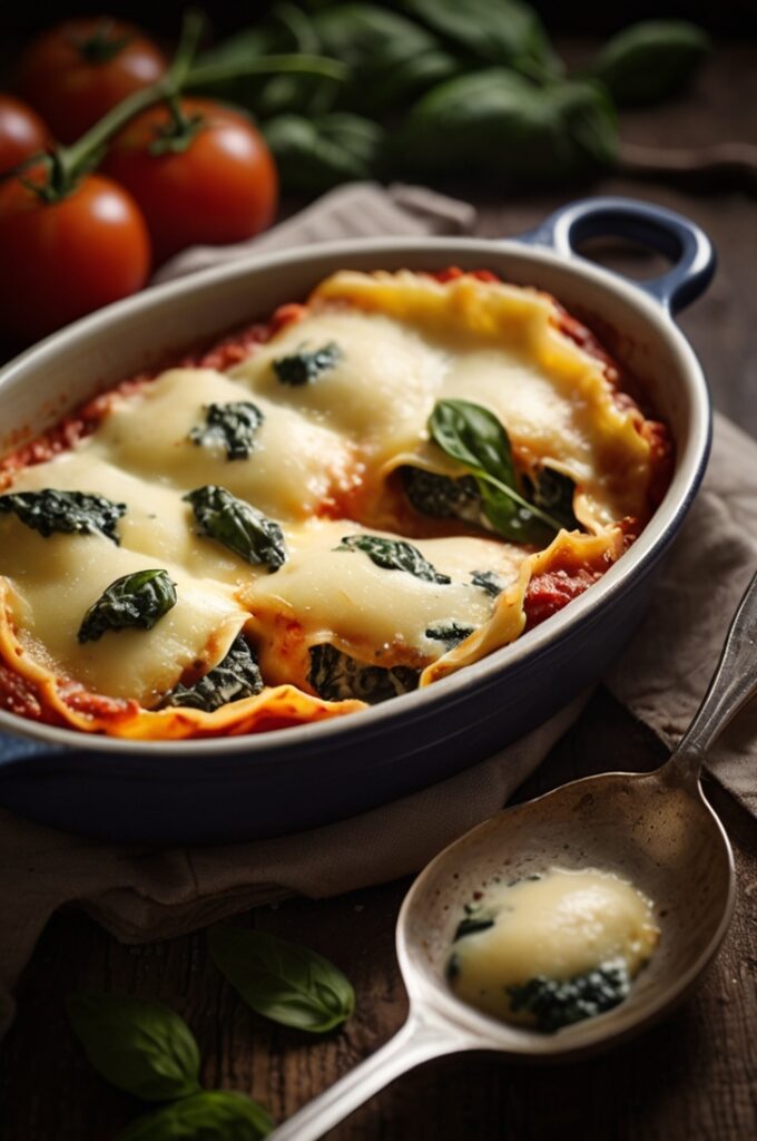 Easy Tomato Spinach Ravioli Bake Recipe