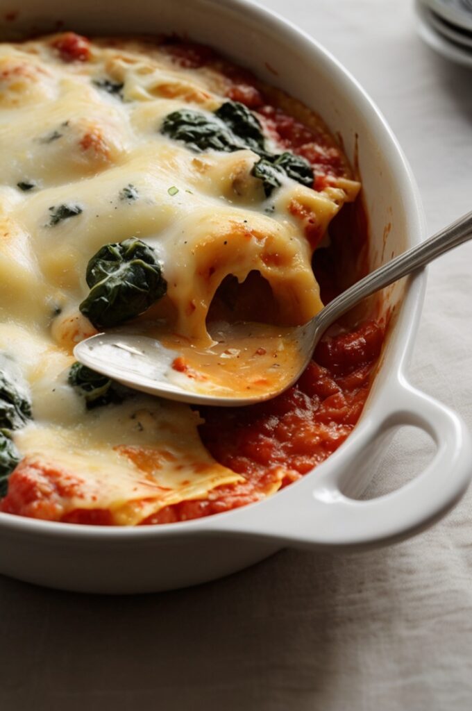 Easy Tomato Spinach Ravioli Bake Recipe