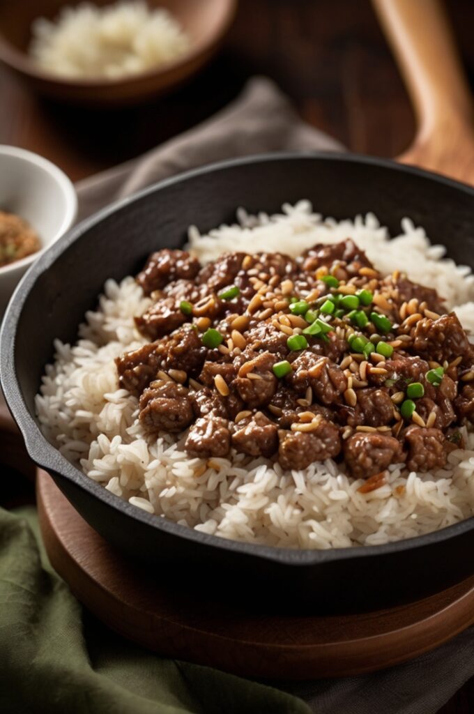 One-Pan Asian Ground Beef and Rice Recipe