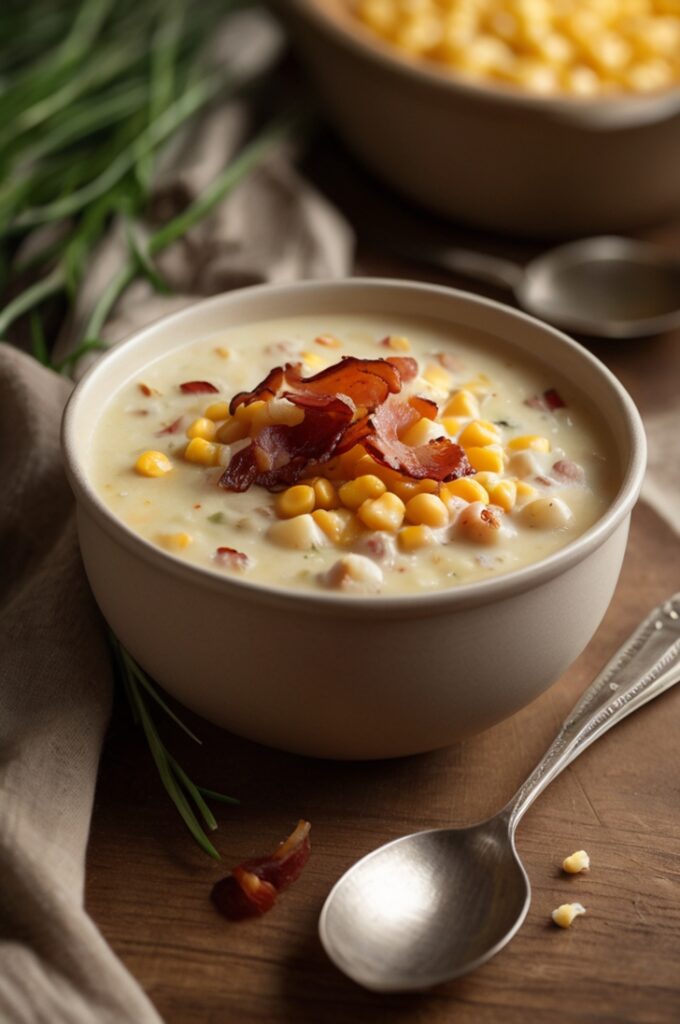 Creamy Loaded Cheesy Bacon Corn Potato Chowder Recipe