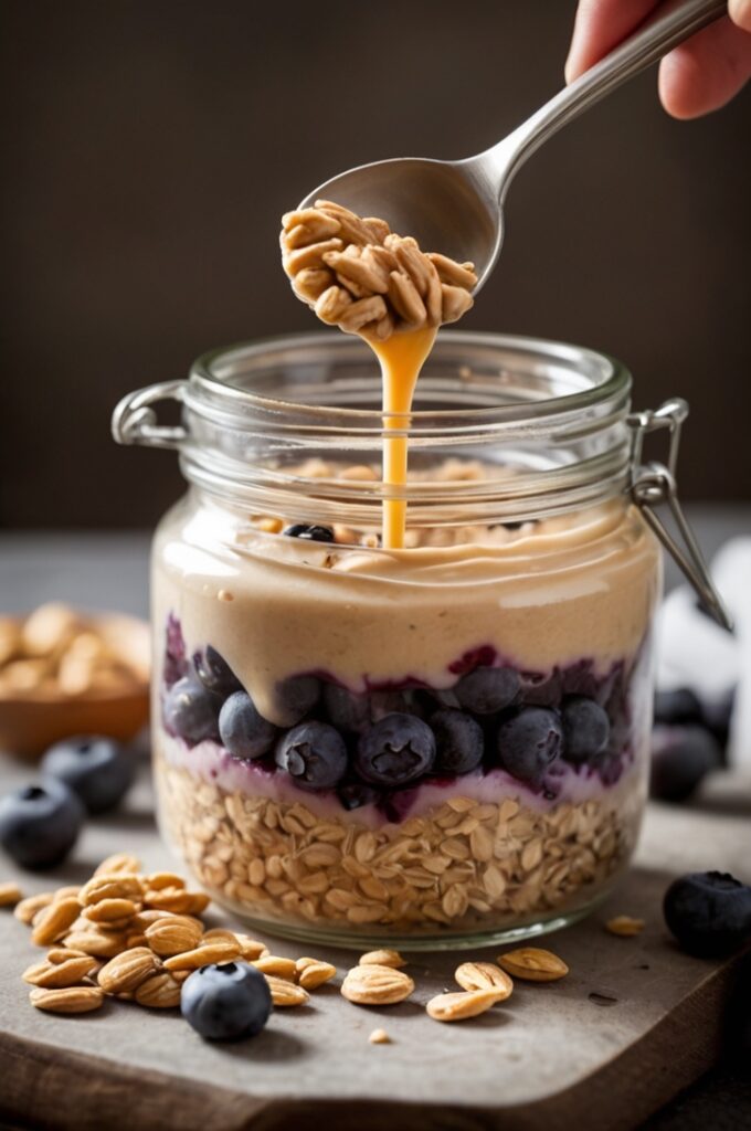 Creamy Blueberry Overnight Oats with Peanut Butter