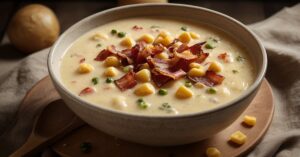 Read more about the article Creamy Loaded Cheesy Bacon Corn Potato Chowder Recipe