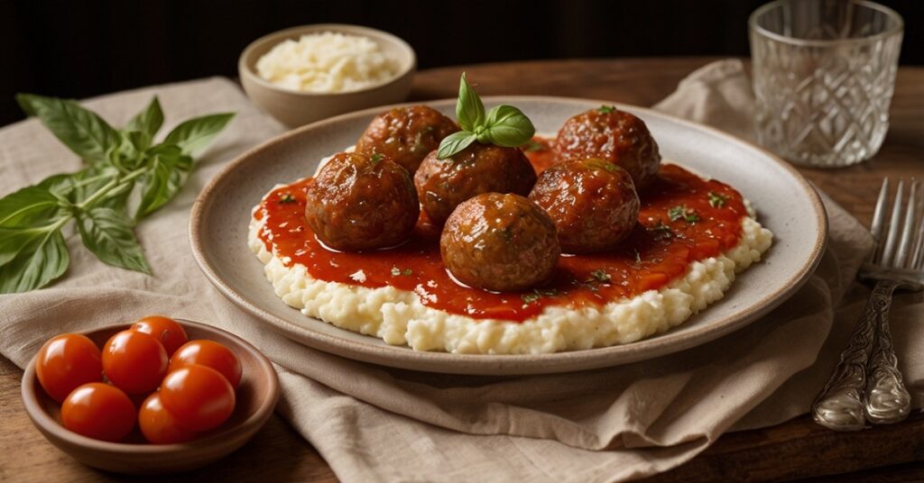 Healthy Cottage Cheese Meatballs with Burst Cherry Tomatoes