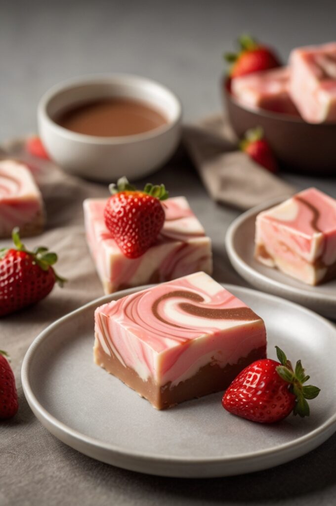No-Bake Strawberry Swirl Fudge