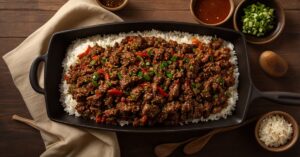 Read more about the article One-Pan Asian Ground Beef and Rice Recipe