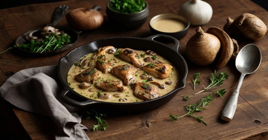 Easy Creamy Garlic Mushroom Chicken Thighs Recipe