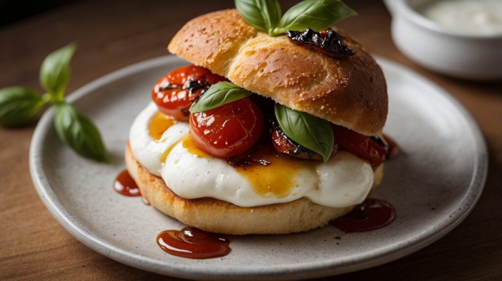 Delicious Roasted Caprese Burrata Sliders