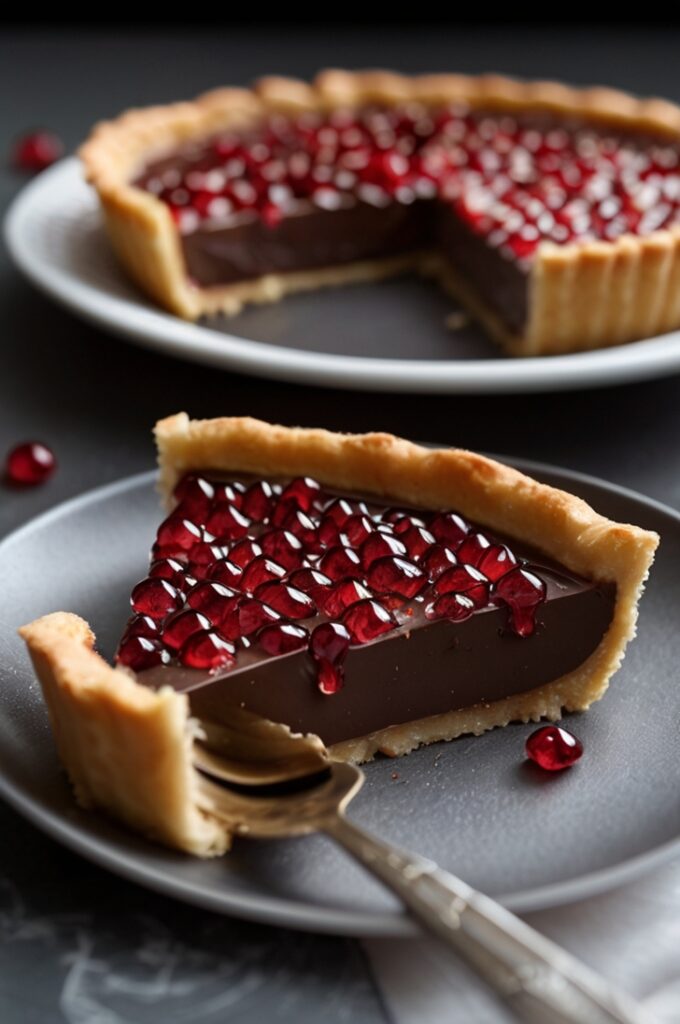 Decadent Salted Dark Chocolate Pomegranate Tart