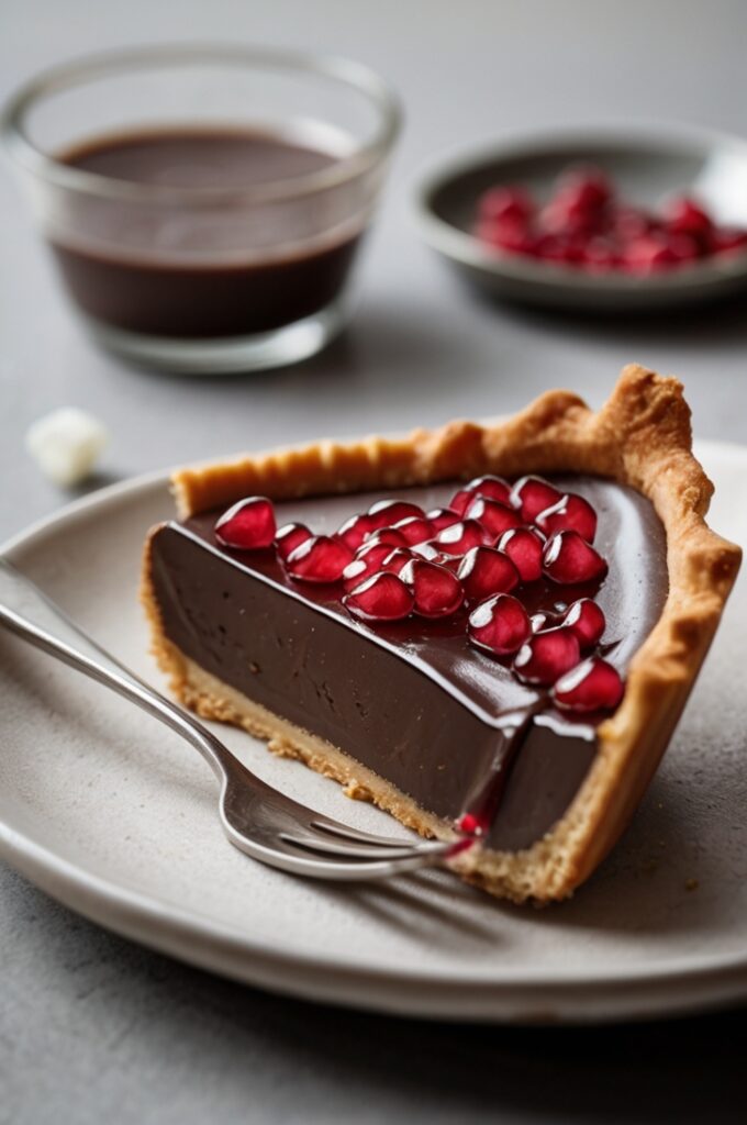 Decadent Salted Dark Chocolate Pomegranate Tart