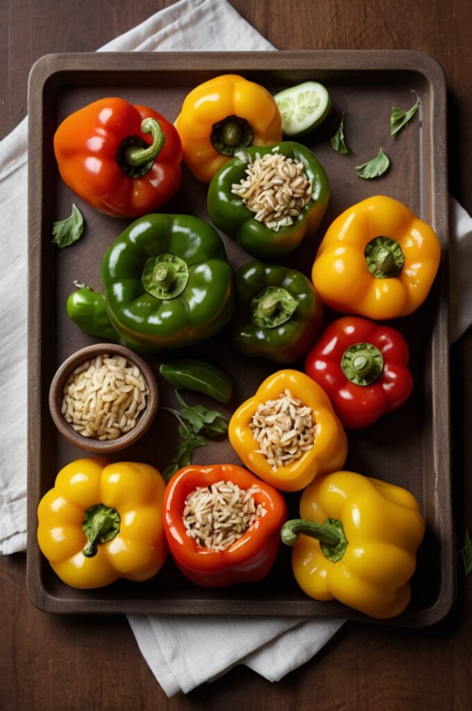 Healthy Stuffed Bell Peppers with Rice and Veggies