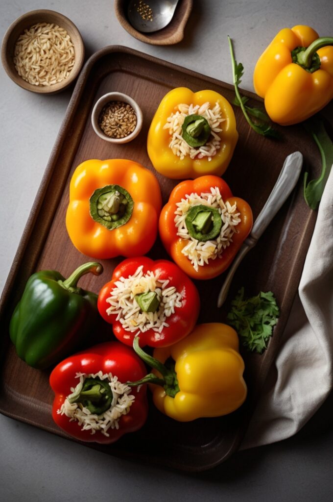 Healthy Stuffed Bell Peppers with Rice and Veggies
