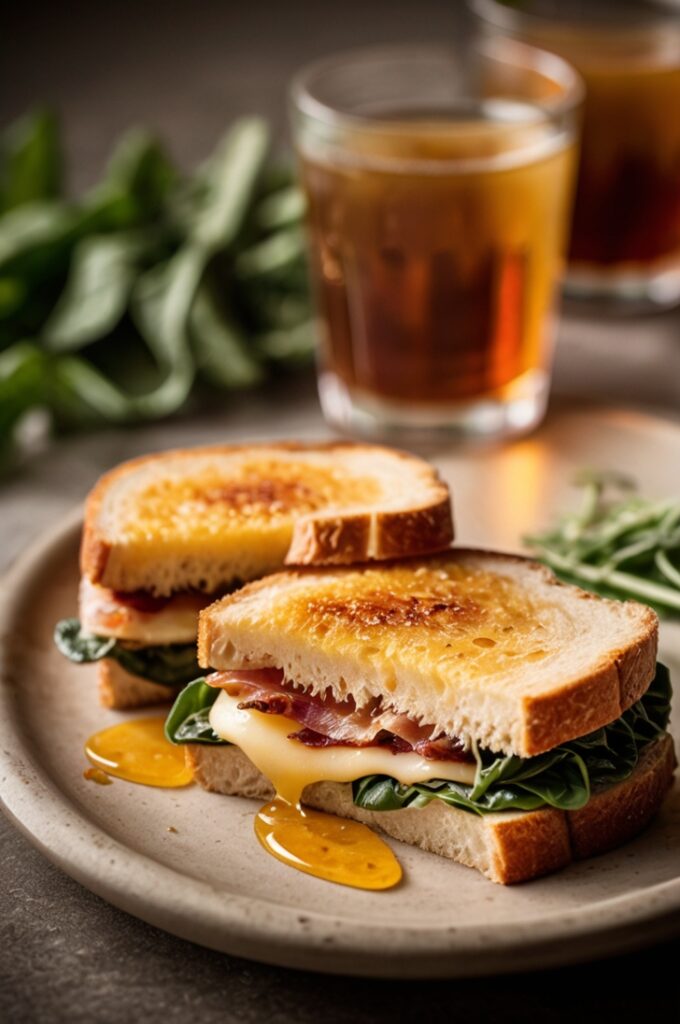 Turkey Melt Sandwich with Crispy Cheddar and Bacon