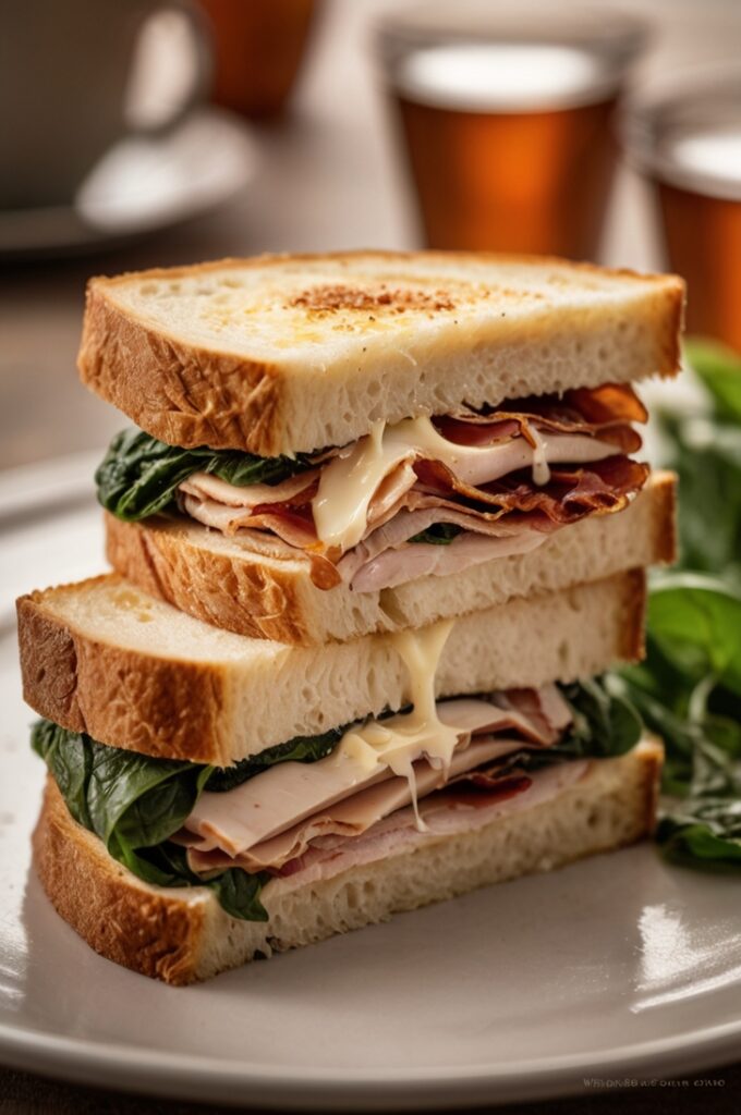 Turkey Melt Sandwich with Crispy Cheddar and Bacon