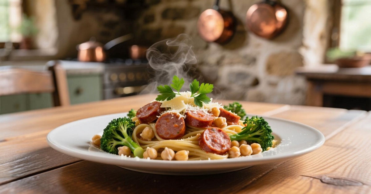 Read more about the article Italian Sausage Pasta with Chickpeas & Broccolini Recipe