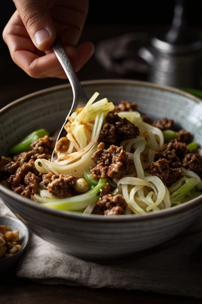 Chinese Ground Beef and Cabbage Stir Fry