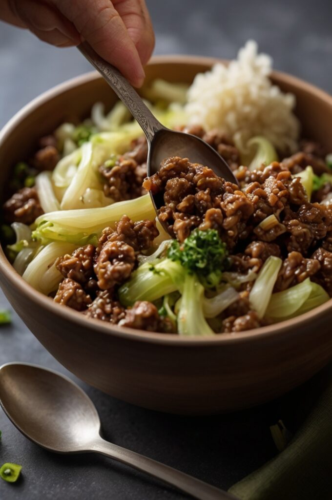 Chinese Ground Beef and Cabbage Stir Fry