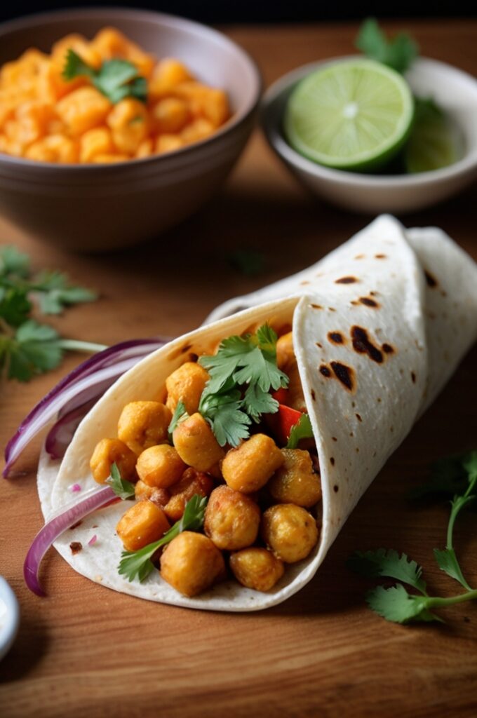 Chili Lime Chickpea Cauliflower Wraps