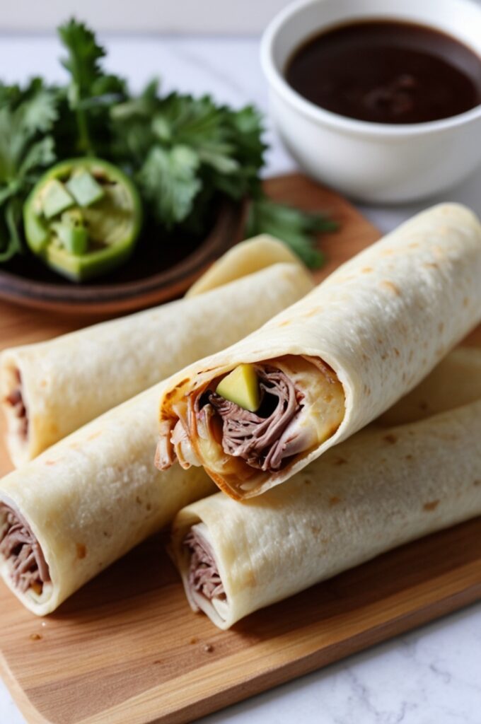 Savory French Dip Tortilla Roll Ups