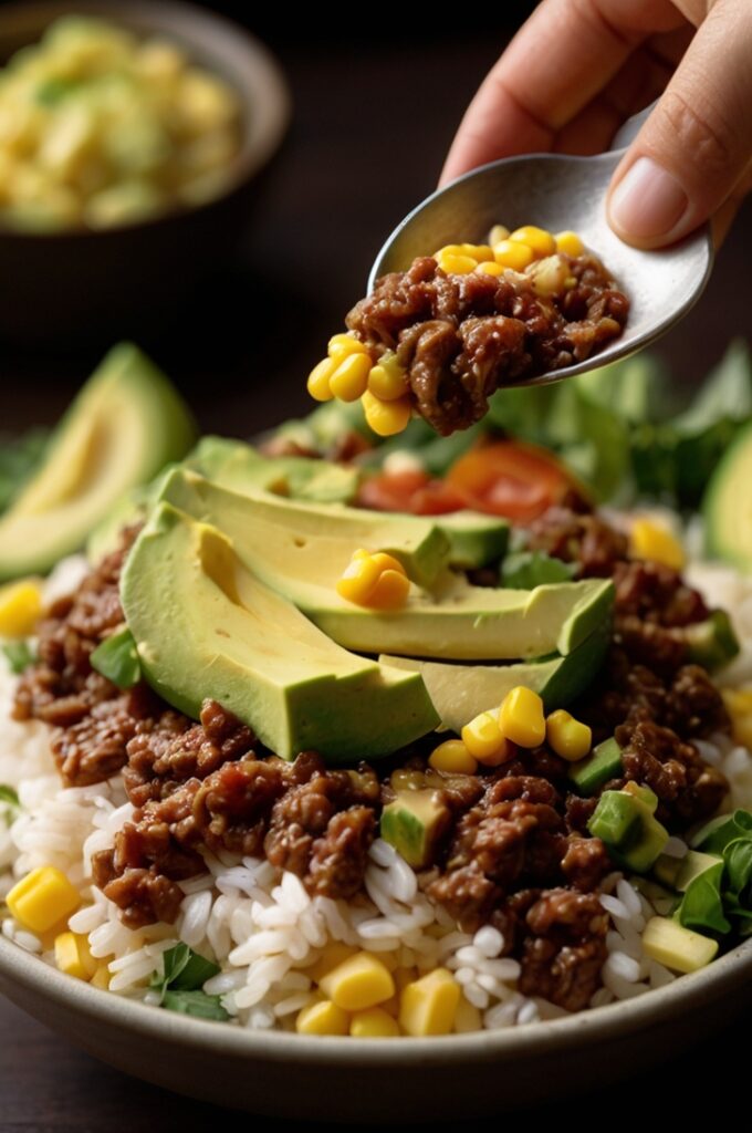 Protein Beef Burrito Bowls with Flavorful Brown Rice