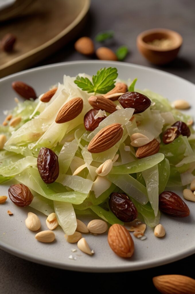 Crunchy Celery Salad with Dates, Parmesan Almonds